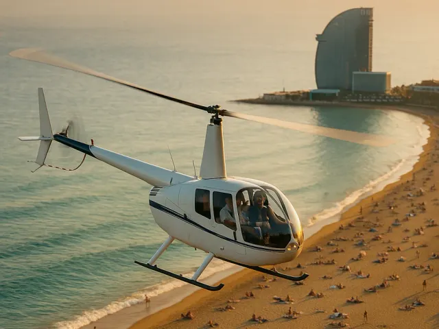 Aerial view over Barcelona during the Barcelona Coast Tour helicopter flight