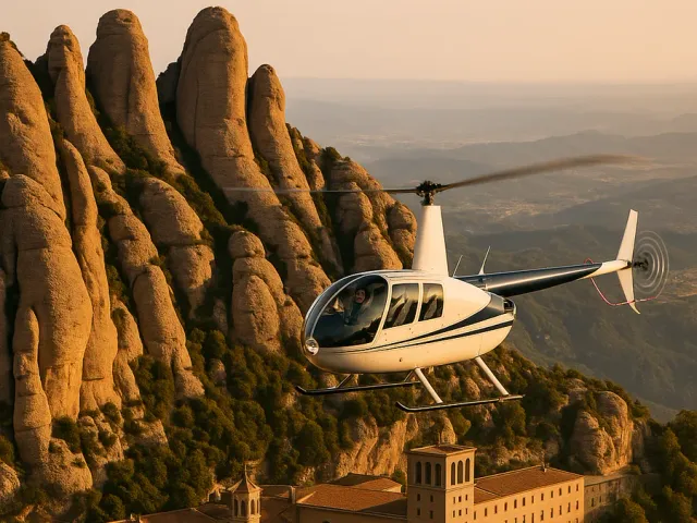 Aerial view over Barcelona during the Barcelona Sky & Montserrat Tour helicopter flight